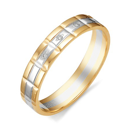 Кольцо обручальное, золото, бриллиант, 12380-100